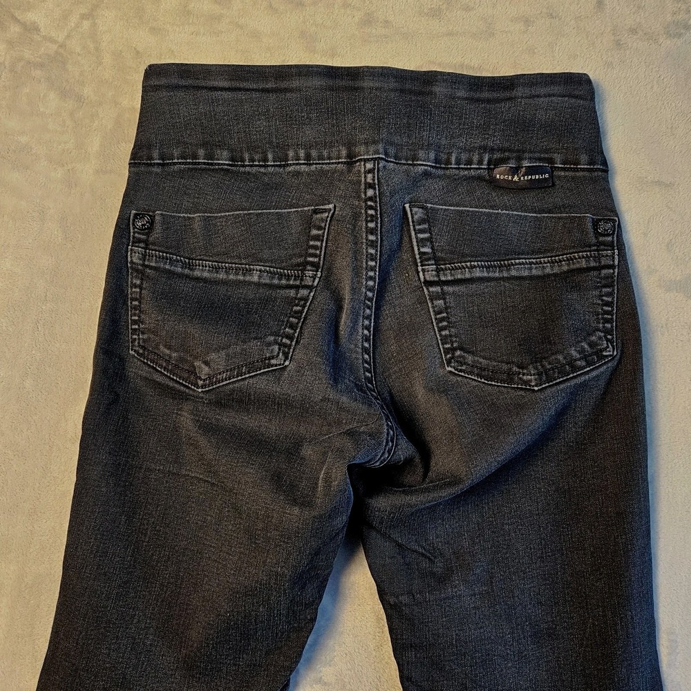 Rock & Republic Denim RX Womens Fever Mid Rise Legging 6M Black Pull On Stretch - Picture 5 of 12